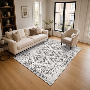 RUGS DEPOT LXDP-0518 Wholesale Grey Silver Bohemian Tribal Digital Printed Machine Washable Chenille Area Rug Non <b>Slip</b> - Product Image 2
