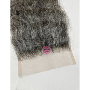 ผมแท้แบบอินเดียสีเทาหยิก สำหรับปิดผมด้วยเชือกผูก ความหนาแน่น 150% และแบบผูกปมสองชั้น - Product Image 5