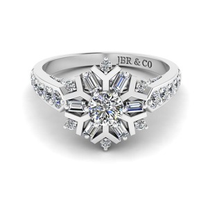 Anillo de compromiso con diseño de copos de nieve de invierno de plata 925 de diamante redondo para mujer, joyería fina a precio al por mayor, novedad - Product Image 1