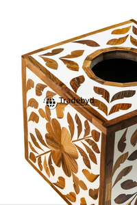 Caja de pañuelos con incrustaciones de nácar hecha a mano, elegante decoración de mesa, soporte para pañuelos Tradebyd - Product Image 4