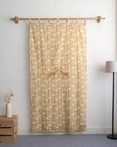 Cortinas al por mayor 100% algodón indio con estampado floral a mano para sala de estar y oficinas - Product Image 4