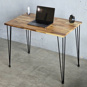 Hbwd034 Acacia Wood <b>Computer</b> <b>Desk</b> with 25mm Thick Top and Hairpin Iron Legs - Product Image 2
