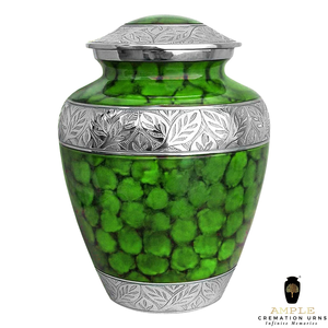 เหยือกทองเหลืองสีเขียวและสีเงินทำด้วยมือพร้อมสลักรูปใบไม้สำหรับตกแต่งเป็นของที่ระลึกหรือแจกันที่ระลึก - Product Image 2