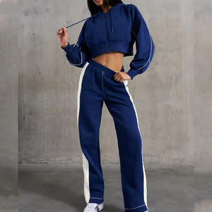 Nouvel ensemble de survêtement court haut de gamme pour femme – Hauts longs et courts de bonne qualité, vêtements unis élégants pour l'hiver – OEM 2026 - Product Image 5