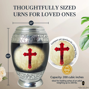 ไม้กางเขนเคลือบ Meena ทำด้วยมือโกศใส่ศพอลูมิเนียมขนาดใหญ่และของที่ระลึก - Product Image 3