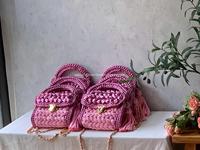 NOUVELLE COLLECTION 2026 – Pochette unisexe en crochet métallique, sacs à main décontractés de luxe tricotés avec détail nœud, doublure en coton, style vintage