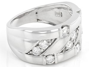 Anillo de Boda Clásico de Plata de Ley 925 con Moissanita de 1.00 Quilates, Chapado en Platino y Rodio, para Hombre y Mujer, Banda Ancha para Fiestas - Product Image 3