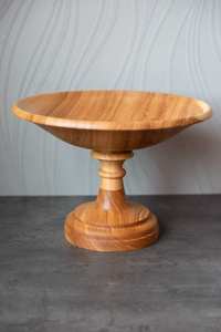 TRAITÉ de haute qualité vente chaude en bois d'acacia haut pied rond plateau en bois support à gâteau pour servir des gâteaux et des fruits - Product Image 3