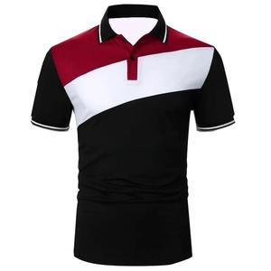 Camiseta Deportiva de Moda para Hombre, Primavera-Verano, Algodón, Estilo Patchwork, Cuello con Botones, Manga Corta, Informal - Product Image 2