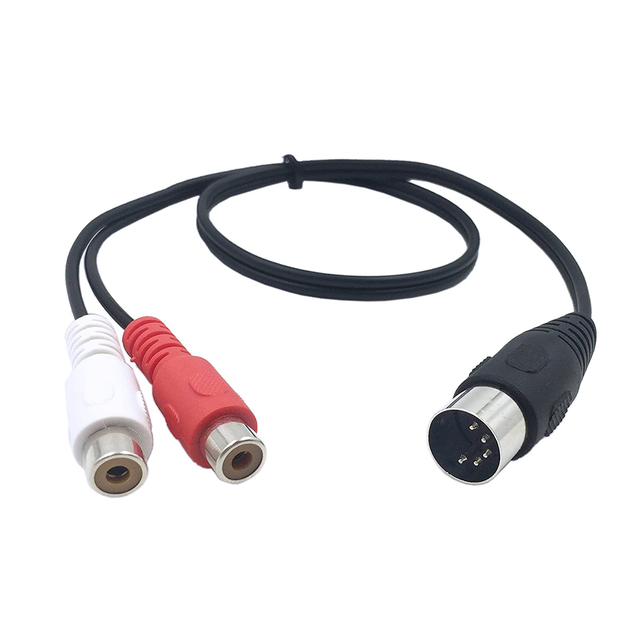 Din 5 Pin Male to 2 RCA Female Professional Grade Audio Cable