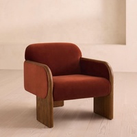 Fauteuil HEC Garret - Fauteuil lounge en velours shearling de style moderne du milieu du siècle pour hôtel, maison, bar et club - Couleurs et matériaux personnalisables