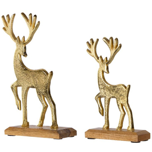 Classic Handmade Mango <b>Wood</b> And Aluminium <b>Christmas</b> <b>Tree</b> Deer Sculpture Tabletop Ornament Home Decor Festive Display On Sale - Product Image 4