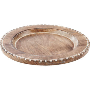 Assiettes de présentation en bois de manguier de qualité supérieure avec motif côtelé, vaisselle décorative ronde pour banquets et dîners en famille, lot de 4 - Product Image 6