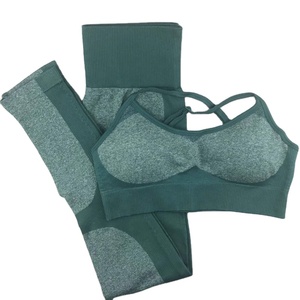 3 Piece Set Women's Plus Size Solid Seamless Yoga Leggings & Sports Bra High Waist Fitness Gym Activewear - Product Image 6