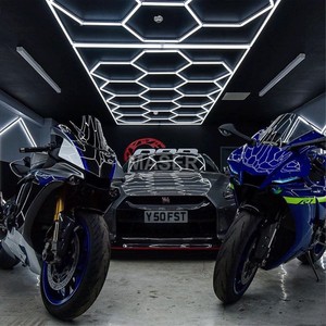 Alimentation AC Dimmable LED Honeycomb Light Luces Exagonales 15 Grille Hex Lights pour Atelier <span class=keywords><strong>Garage</strong></span> Car Wash Home Office - Product Image 4