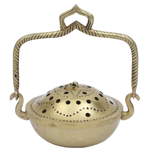 Quemador de Incienso de Latón Puro de Alta Calidad con Acabado Pulido, Quemador de Lobán Tradicional de Latón Vintage para Decoración del Hogar - Product Image 1