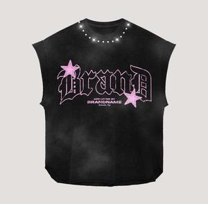 Streetwear Wear <b>Summer</b> OEM Two Piece Set Acid Wash Sleeveless T-<b>Shirts</b> and Shorts Raw Hem Two Piece Short Set <b>for</b> <b>Men</b> - Product Image 6