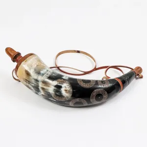 เข็มขัดหนังแบบปลั๊กทำจากไม้เขาผงทำด้วยมือสไตล์วินเทจสำหรับดินปืนสีดำดีไซน์รูปสัตว์ทะเล - Product Image 2