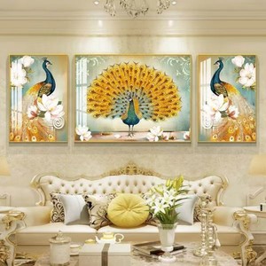 Vendita calda tela digitale animale <span class=keywords><strong>soggiorno</strong></span> decorazione divano sfondo pittura murale High-End sentire tre murales comuni - Product Image 2