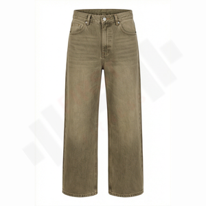 กางเกงยีนส์ทรงตรงสไตล์วินเทจสำหรับผู้ชาย ปี 2025 แบบสตรีทแวร์ ลุคทำเก่า ล้างสี ติดกระดุม ขายส่งจำนวนมาก - Product Image 1