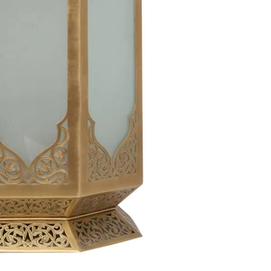 Wholesale <b>Retro</b> Gold Moroccan Lantern With Antique Gold New Design Home & Garden Decor Metal and <b>Glass</b> Lantern - Product Image 2