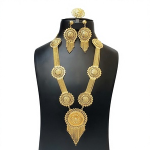 Nuevo y Elegante Juego de Collar con Colgante Clásico para Mujer, Chapado en Oro de 24K, Joyería Fina para Bodas, Fiestas y Regalos - Product Image 1