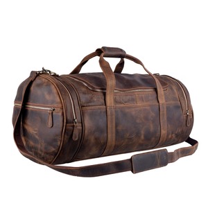 Sac à bagages de voyage vintage pour hommes en cuir véritable sacs de sport pour voyages d'affaires - Product Image 5