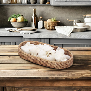 Bandeja de tocador ovalada de ratán al por mayor de TienPhong Vietnam-Organizador de baño y tocador tejido a mano - Product Image 3