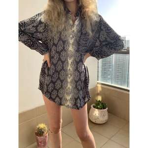 Womens Boho Printed Shirt Dress Long Sleeve Button <b>Down</b> Casual Mini Tunic Dress - Product Image 2