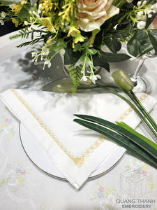 Servilleta de cena de diseño hecho a mano Hemstitch, servilleta de mesa clásica de algodón blanco de alta calidad para eventos de Hotel en casa - Product Image 3