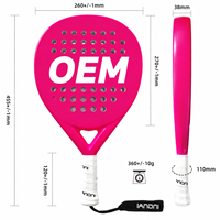 Raqueta de Pádel JAS Super Power-Pink, Raqueta de Alta Calidad de Fibra de Carbono + Superficie 3D, Raqueta de Tenis de Fibra de Carbono, Fábrica OEM