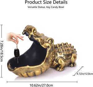 ชามตกแต่งปากจระเข้หรูหราทำจากโลหะสีทองมีขอบแกะสลักมีสไตล์สำเนียงร่วมสมัยสำหรับงานเลี้ยง - Product Image 3