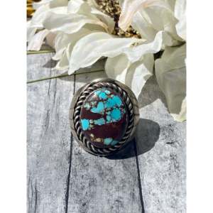 Tony Yazzie Golden Hill Men's <b>Statement</b> <b>Ring</b> Bezel Set Turquoise & Sterling <b>Silver</b> Boho Style Size 12.75 Everyday Wear - Product Image 1