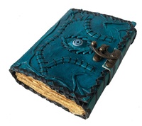 Hocus Pocus Spell Book Eye Prop Regalos Color azul cielo Decoraciones de Halloween Decoración Vintage Cuero genuino Diario Libro de sombras