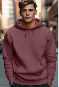 Sudadera con capucha informal de 400gsm de alta calidad ODM/OEM, patrón sólido de invierno, etiqueta de cuello personalizada, bolsillo de canguro, técnica teñida lisa - Product Image 2