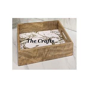 Latest Design Wood Food Serving <b>Tray</b> With Stainless Steel Handles Greatest Quality <b>Snacks</b> Serving <b>Tray</b> At Low Price - Product Image 6