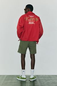 กางเกงขาสั้นผ้าฝ้าย100% ลำลองสำหรับผู้ชายกางเกงขาสั้นสีเขียวแบบยืดได้มีเชือกผูกเอวกระเป๋าข้างแนวทแยงมีซิปแบบปกติ - Product Image 4