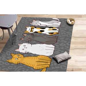 พรมลายแมวแบบนามธรรม: ดีไซน์สัตว์ทันสมัย, เหมาะสำหรับสัตว์เลี้ยง, พรมพิมพ์ลาย, พรมนุ่มแบบไม่ทอ - Product Image 1