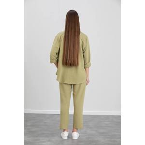 Doppia maglia e parte inferiore Beige da donna composta da camicia e pantaloni - Product Image 3