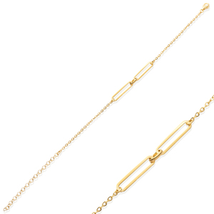 Double Paper Clip <b>Chain</b> <b>Bracelet</b> Rhodium/Gold Plated Elegant Turkish Handmade 925 Sterling <b>Silver</b> Gift Jewelry - Product Image 1