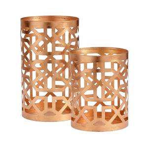 Ensemble de 2 bougeoirs votifs en métal argenté géométrique moderne, style marocain, lanterne à bougie chauffe-plat décorative pour la décoration d'événements - Product Image 6