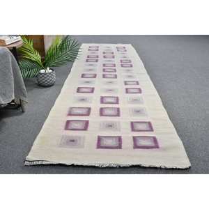 Modern Vintage Turkish <b>Rug</b> 27x93ft Beige Purple Classic 10mm Wool Latex Backing for Living Room <b>Bedroom</b> Rectangle Patchwork - Product Image 4