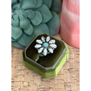 Southwest Handmade Turquoise Opal Sterling Silver Adjustable Ring Bezel <b>Set</b> Fine Jewelry - Product Image 4
