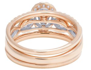 Conjunto de anillo de novia de diamante redondo y pera de moissanita plateada en oro rosa con joyería de boda de lujo totalmente helada para mujer - Product Image 5