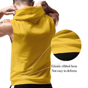 Wholesale OEM Gym <b>Sleeveless</b> <b>Hoodies</b> Lightweight Solid Color Summer Polyester/cotton Material - Product Image 3