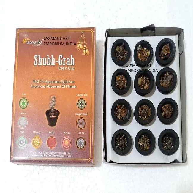 Sambrani-Tazas de resina para incienso, varitas de incienso vedico aromático, seven incienso de la india, Copas de resina para chakra