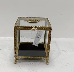 Boîte à bijoux faite à la main exquise avec solution de stockage élégante en laiton et en verre pour boîte à bijoux - Product Image 5