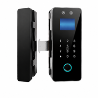 Serrure de porte en verre intelligente Tuya, reconnaissance biométrique d'empreintes digitales, carte numérique IC, mot de passe, porte en verre sans cadre, Cloud/Wi-Fi