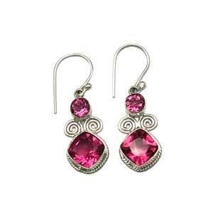 Boucles d'oreilles clous en argent sterling 925 plaqué or avec tourmaline rose, certifiées IGI, bijoux pour femme, cadeau pierre de naissance d'octobre - Product Image 3