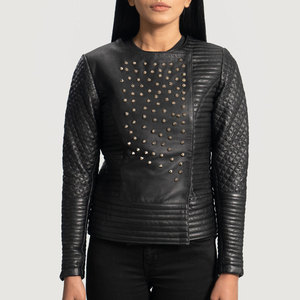 Chaqueta de Mujer Personalizada con Logotipo, Tejida y Transpirable, de Cuero PU Vintage, Manga Larga, Cuello Alto, Otoño Invierno, Alta Calidad - Product Image 4
